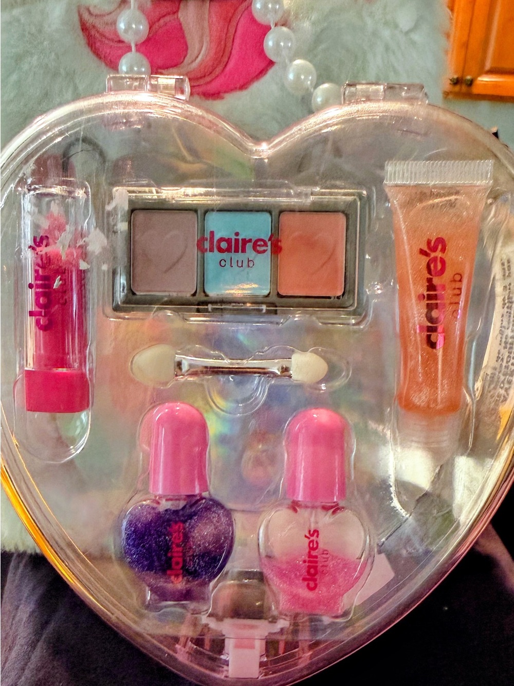 Claire's Kids Heart Makeup & Nail Play Set - Pink, Purple, Blue, Peach